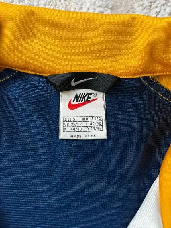 Jaqueta de trilha vintage anos 90 da Nike em azul-marinho e amarelo com zíper tamanho P – photo 5
